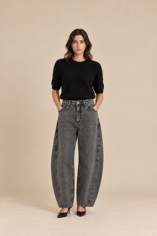 Jean barrel gris