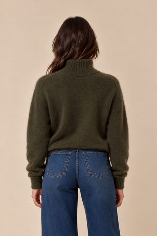 Pull col roulé - kaki