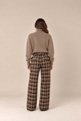 Pantalon à carreaux - marron