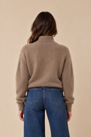 Pull col roulé - beige