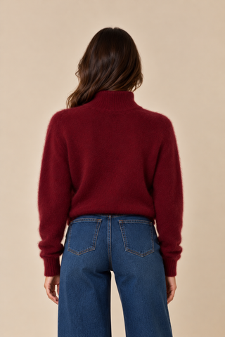 Pull col roulé - bordeaux