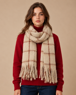 Écharpe en laine mélangées beige