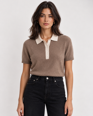Polo en cachemire - beige foncé