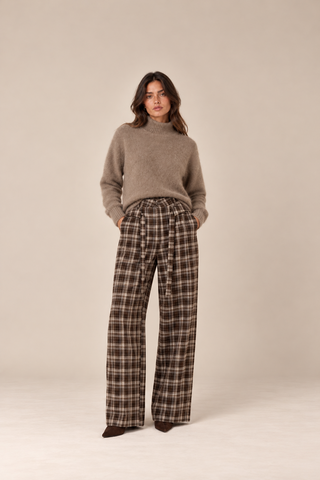 Pantalon à carreaux - marron