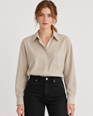 Chemise beige à rayures