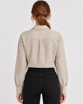 Chemise beige à rayures