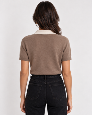 Polo en cachemire - beige foncé