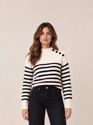 Pull marinière blanc