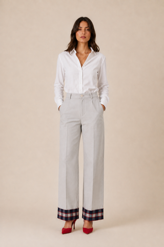 Pantalon à revers gris