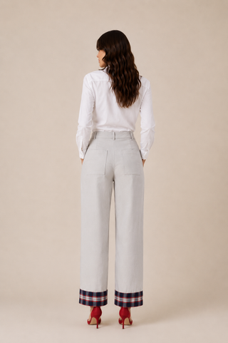Pantalon à revers gris