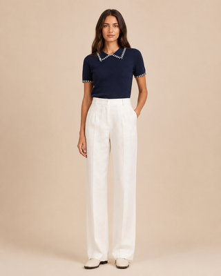 Polo marine à détails