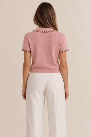 Polo vieux rose à détails