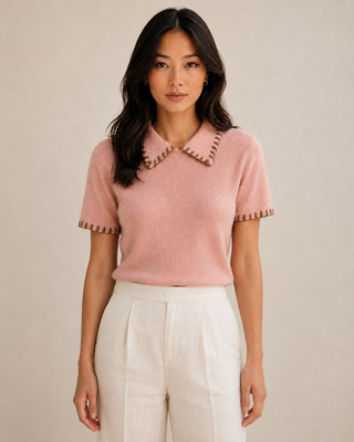 Polo vieux rose à détails