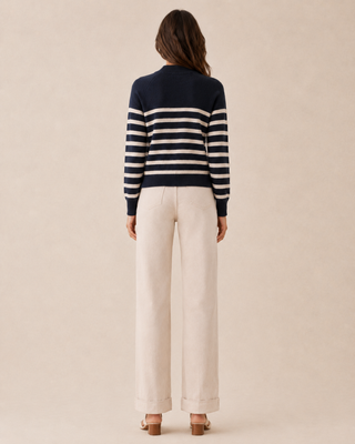 Jean droit à revers beige