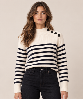 Pull marinière blanc