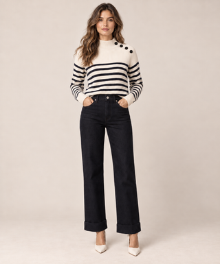 Pull marinière blanc