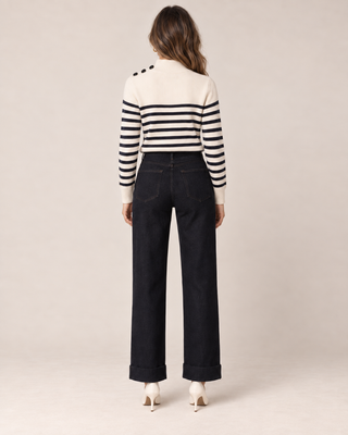 Pull marinière blanc