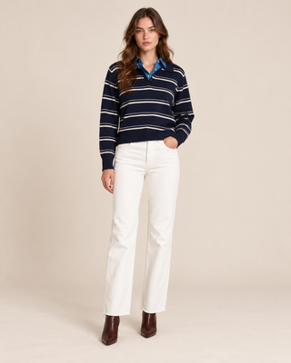 Polo en laine - bleu marine