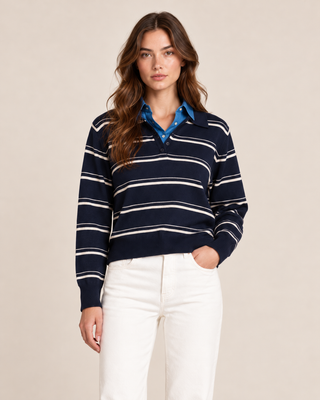 Polo en laine - bleu marine