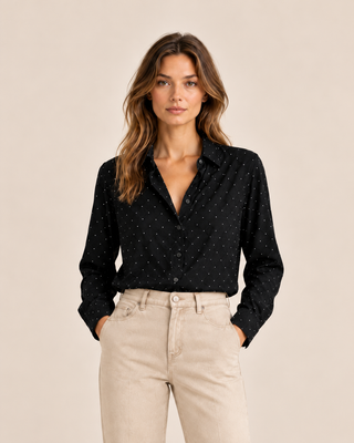 Chemise à pois en soie