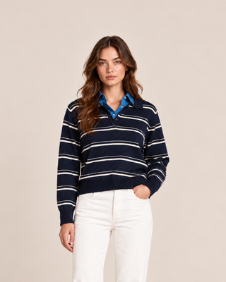 Polo en laine - bleu marine