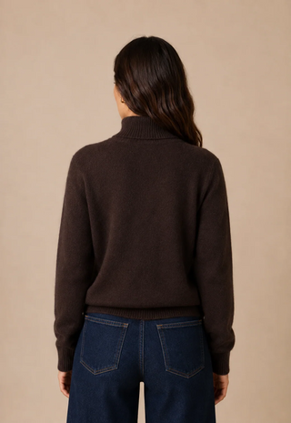 Pull col roulé - marron